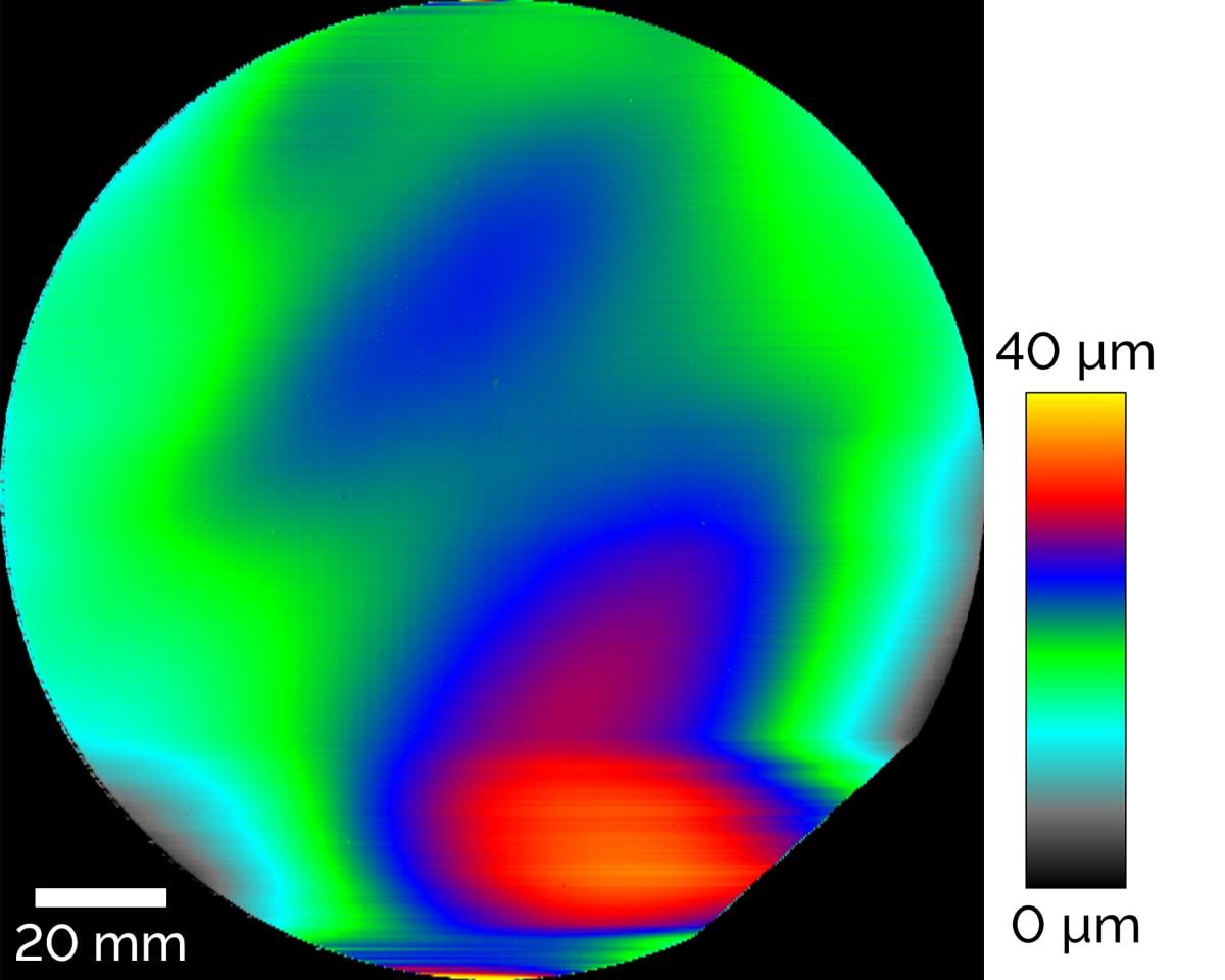 Topography of 6 inch SiC wafer