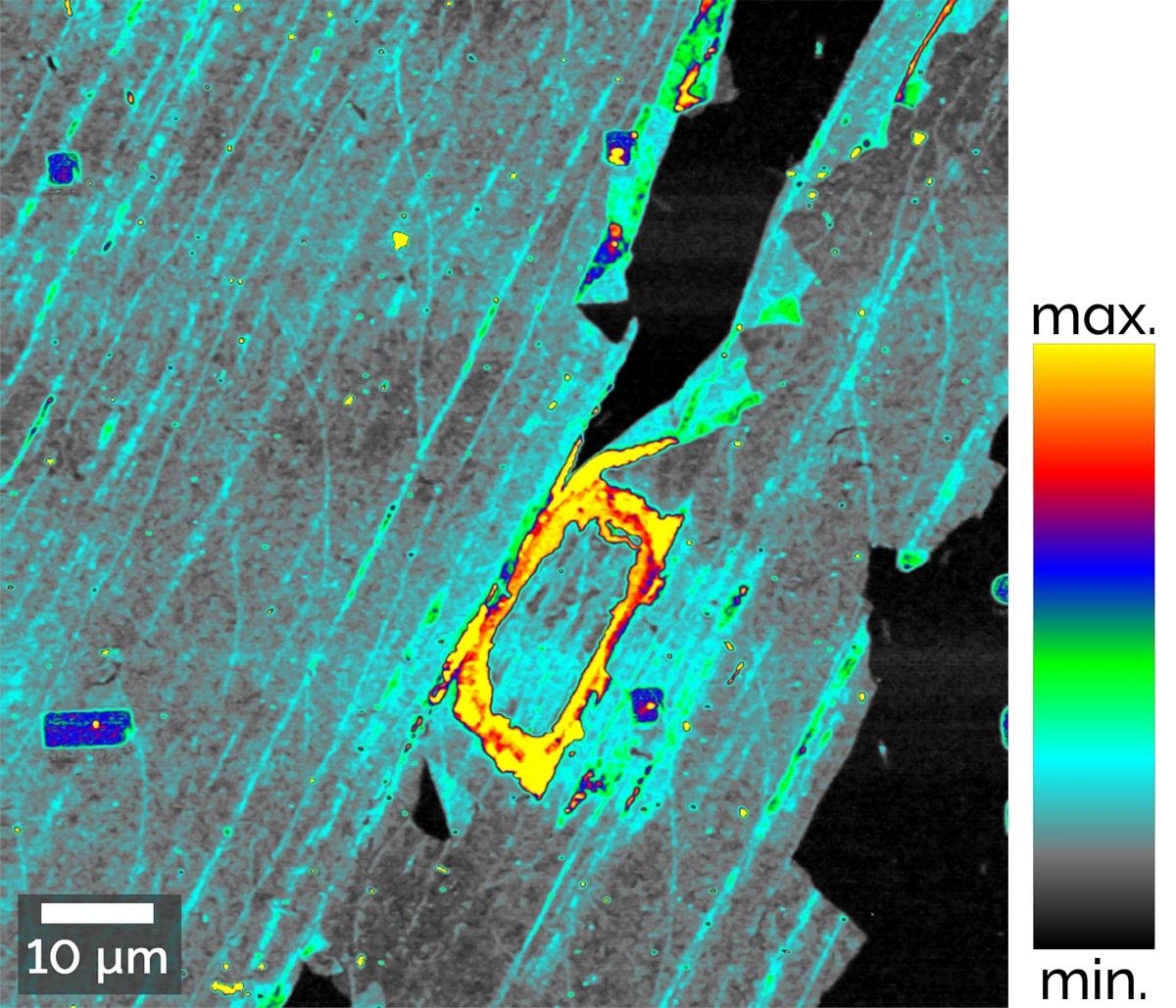 Raman image of defects in graphene